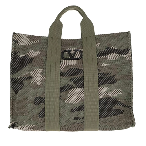 Valentino Garavani V Logo Mesh Tote Bag Camouflage Army Green Tote