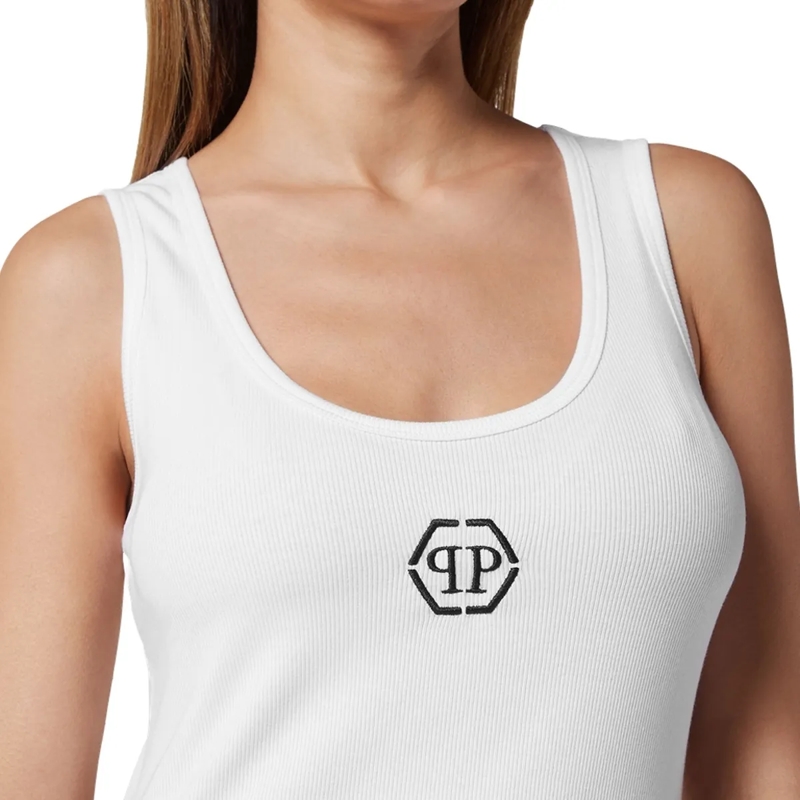 Philipp Plein Top Tanktop Hexagon weiss(Image 4)
