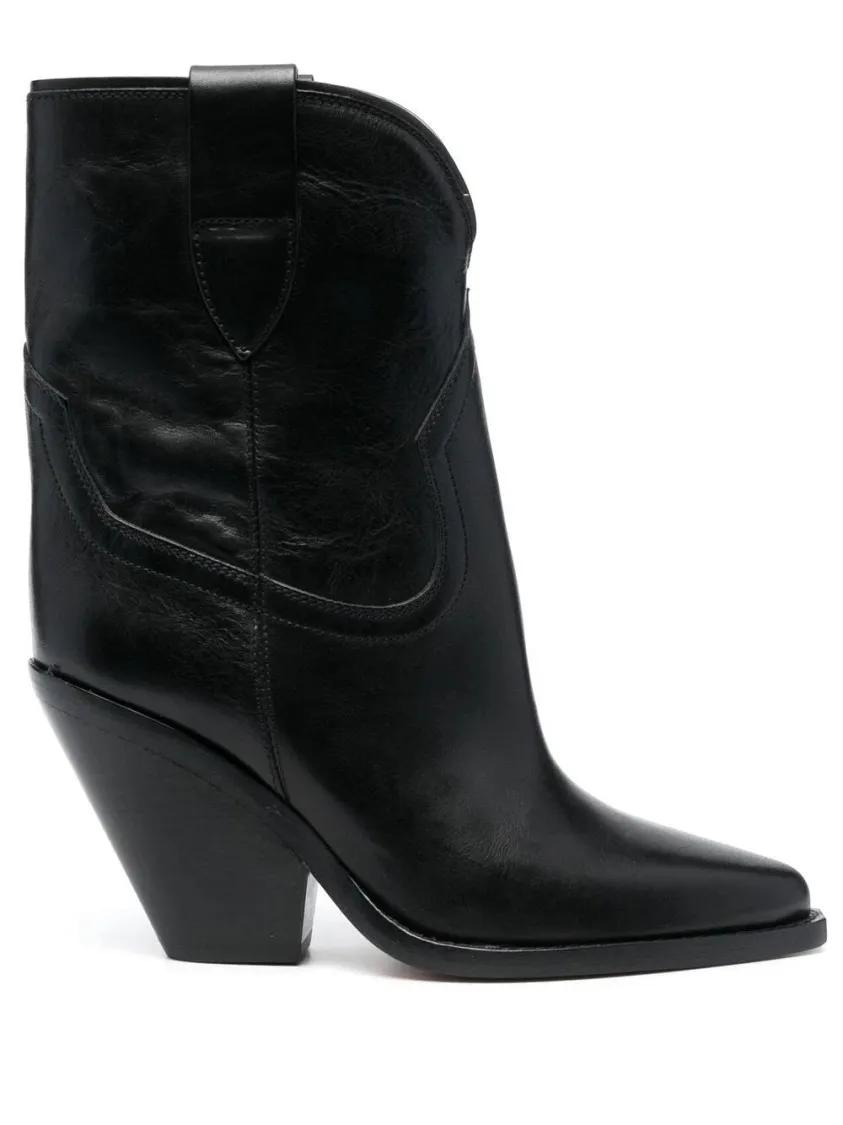 Isabel Marant Stiefel - Leyane 90Mm Leather Boots - Gr. 37 (EU) - in Schwarz - für Damen