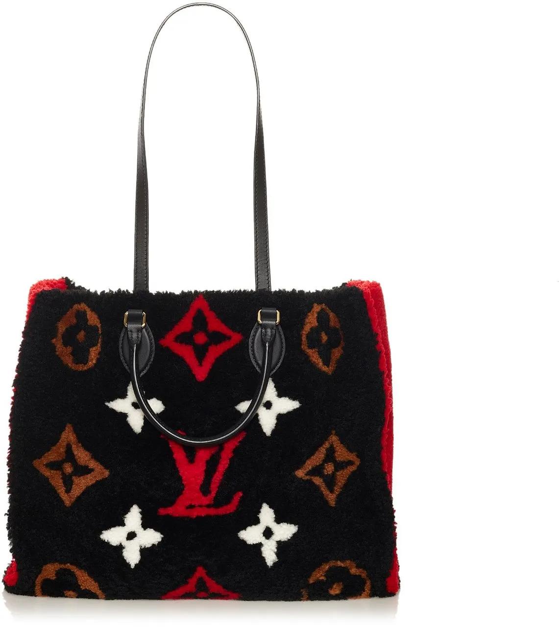 Louis Vuitton Shoppers Monogram Giant Shearling Teddy Onthego GM in zwart