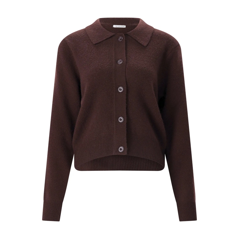 True Religion Poloshirt Strickjacke aus Wolle & Kaschmir braun
