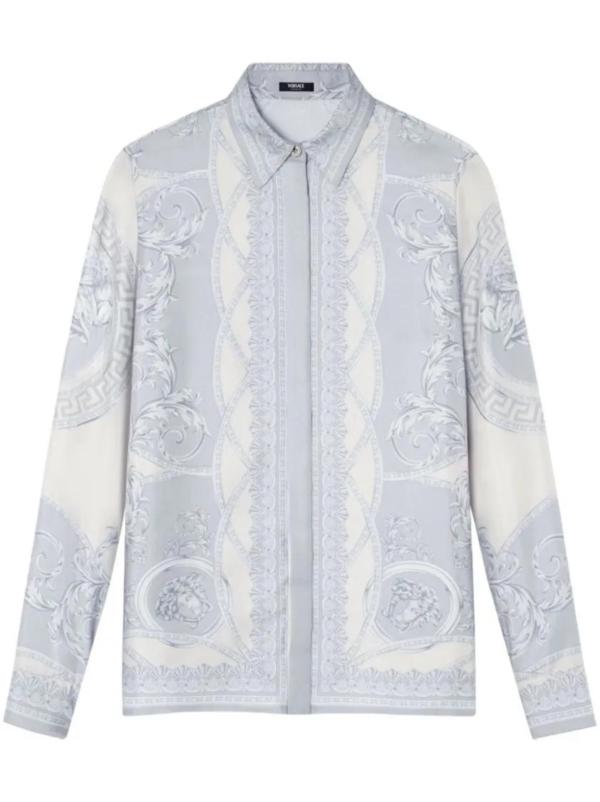 Thumbnail - Versace - `Coupe Des Dieux Barocco Foulard` Formal Shirt - Größe 42 - grau