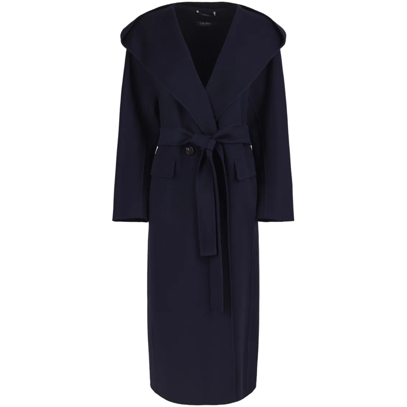 Max Mara Manteau de transition Long Tailored Coat In 100% Virgin Wool Blue