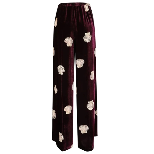 Forte Forte  Mother Of Pearl Print Velvet Pants Burgundy