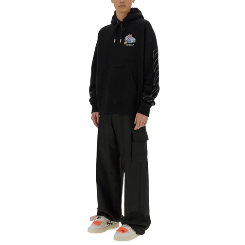 Off-White  Oversized Black Hoodie With Graphic Back Design Black (Image 2)