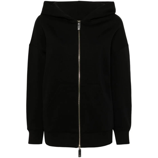 Max Mara Hemden Black Cotton Blend Jersey Texture Hoodie Black