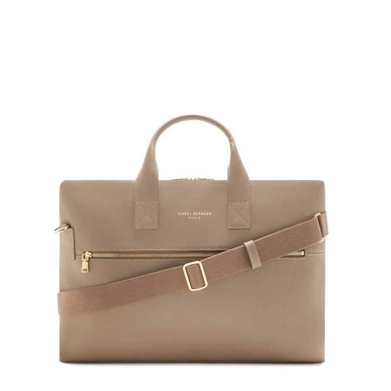Isabel Bernard Laptoptasche Honoré Anique taupe calfskin leather handbag with  taupe