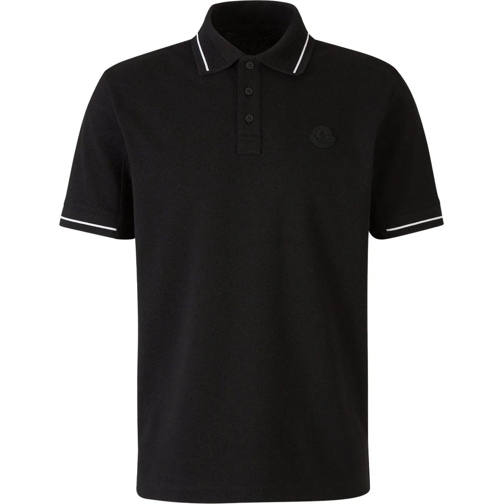 Moncler T-shirts Logo Pique Polo schwarz