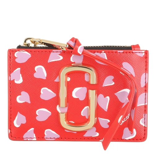 Marc Jacobs The Snapshot Small Top Zip Wallt Printed Hearts Red Portamonete
