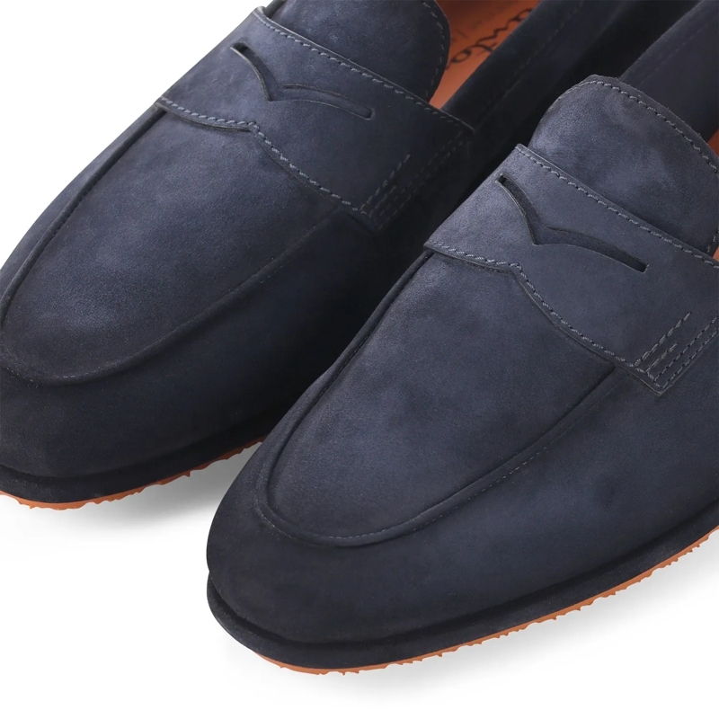 Santoni Chaussures à lacets Loafer aus Veloursleder blau(Image 4)