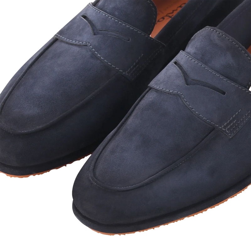 Santoni Mocassin Loafer aus Veloursleder blau(Image 4)