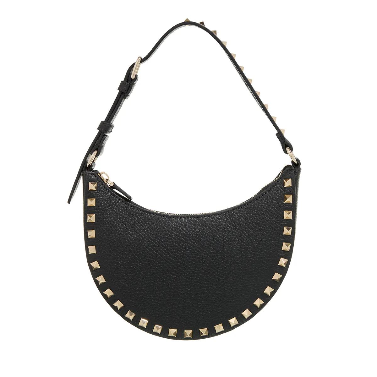 Valentino Garavani Hobo Bags - Rockstud Hobo Bag - Gr. unisize - in Schwarz - für Damen - aus Leder & Leder & Leder