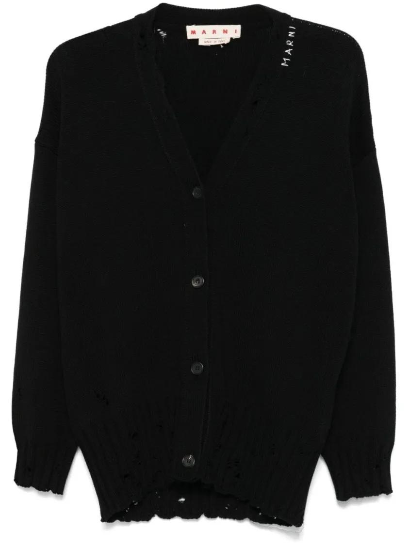 Marni - Dishevelled Cotton Cardigan - Größe 42 - schwarz