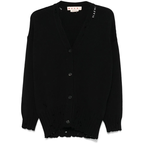 Marni Cardigan Dishevelled Cotton Cardigan Black