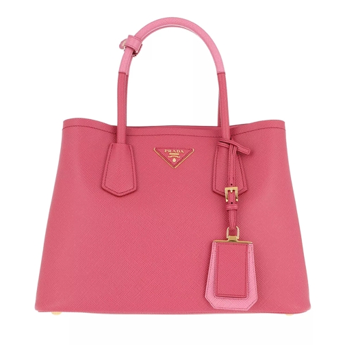 Prada Double Shopping Bag Saffiano Cuir Pink Tote