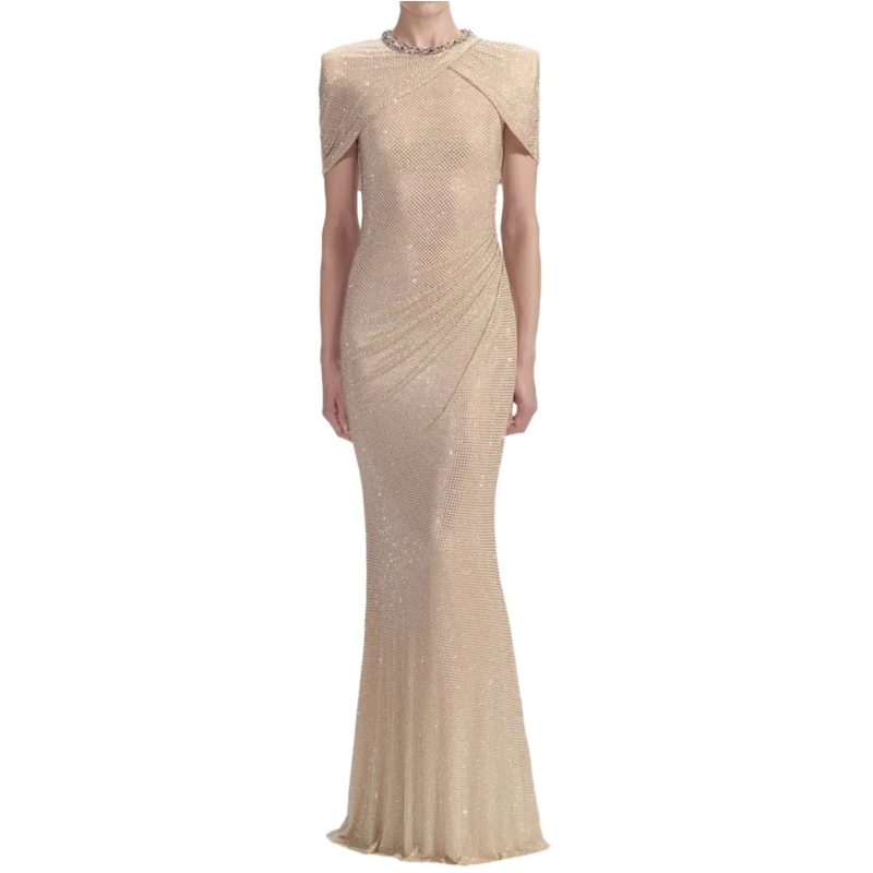 Self Portrait Midikleid Dresses Champagne beige