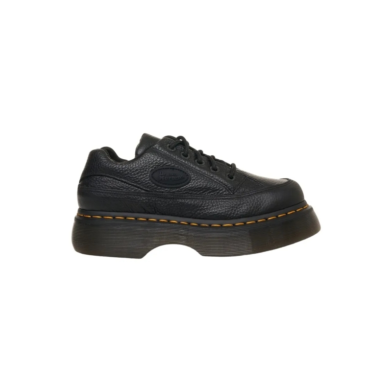 Dr. Martens Schnürschuhe Pebbled Leather Black Platform Lace-Up Shoes Black