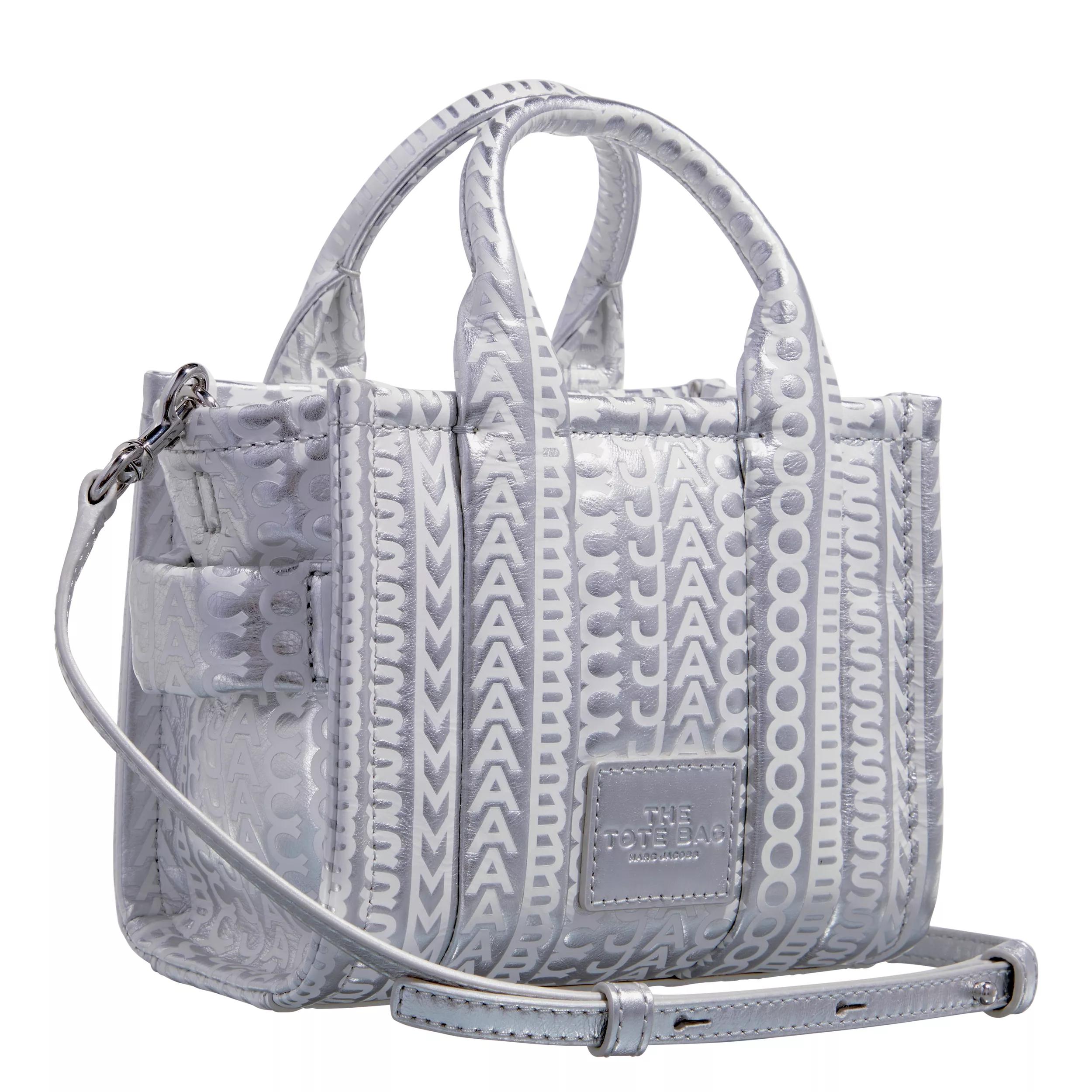 Marc Jacobs The Monogram Metallic Mini Tote Bag Silver Draagtas