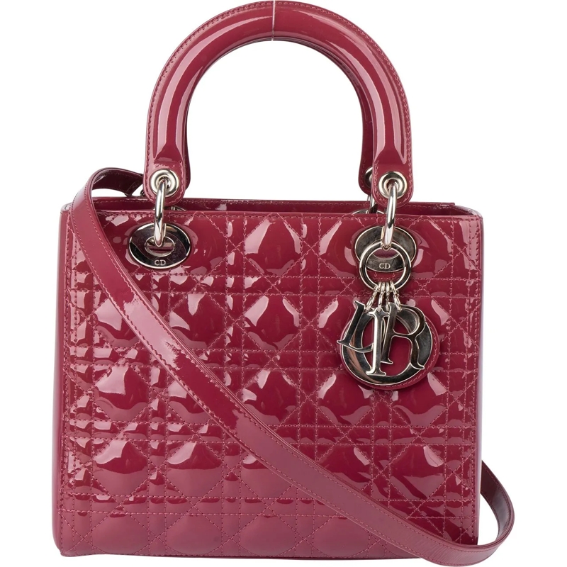 Christian Dior Tote Christian Dior Quilted Patent Leather Lady Dior Ha rot