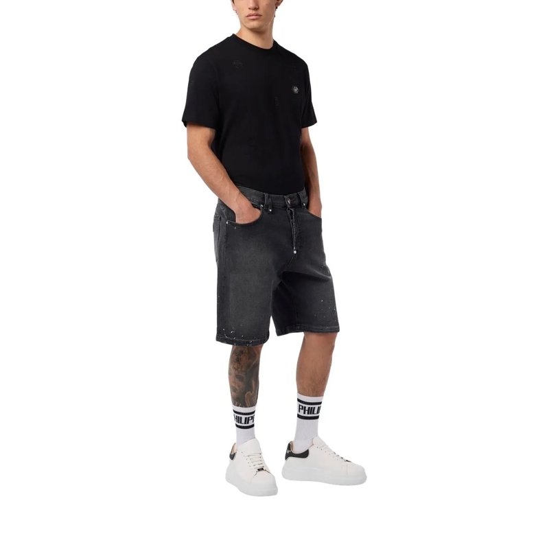 Philipp Plein Shorts Denim Shorts Paint schwarz(Image 4)