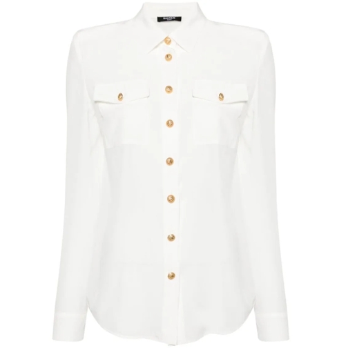 Balmain Hemden Silk Semi-Sheer Construction Shirt White