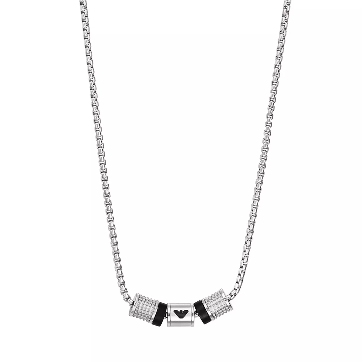 Emporio Armani Emporio Armani Onyx Rondelle Necklace Silver