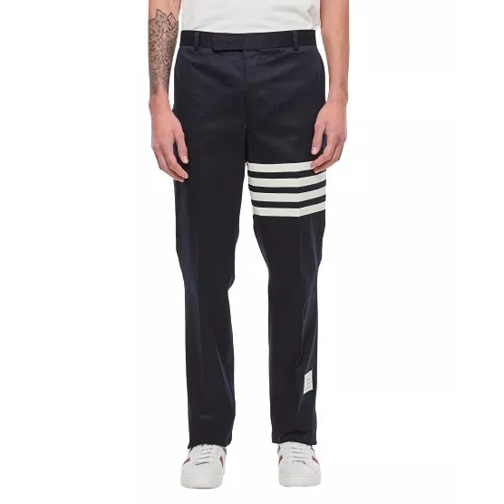 Thom Browne Unconstructured Chino Trouser With 4 Bar In Cotton Blue 