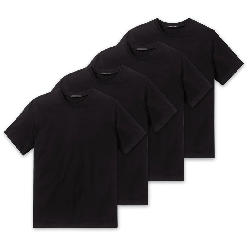 SCHIESSER Hemd American T-Shirt 4er Pack schwarz