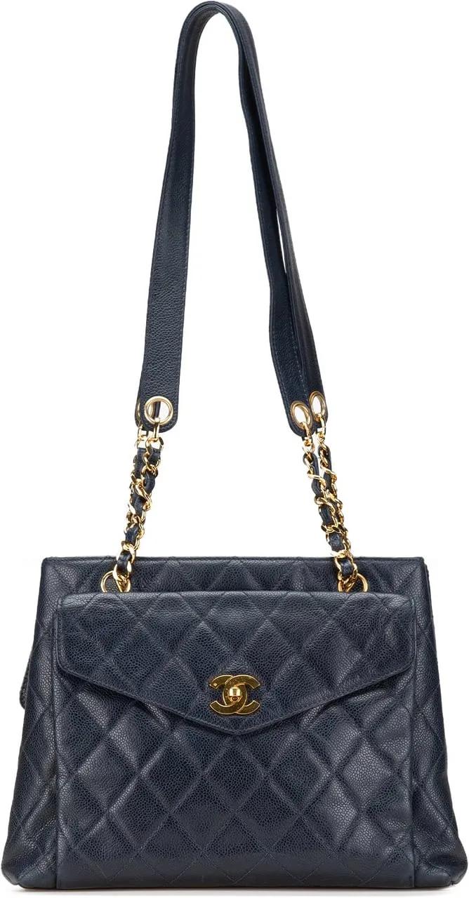 Chanel Shopper - Quilted Caviar Front Pocket Chain Tote - Gr. unisize - in Blau - für Damen