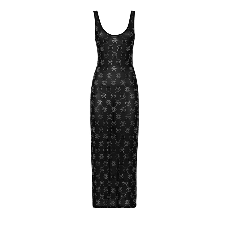 Philipp Plein Kleid Kleid Monogram Mit Schmucksteinen schwarz