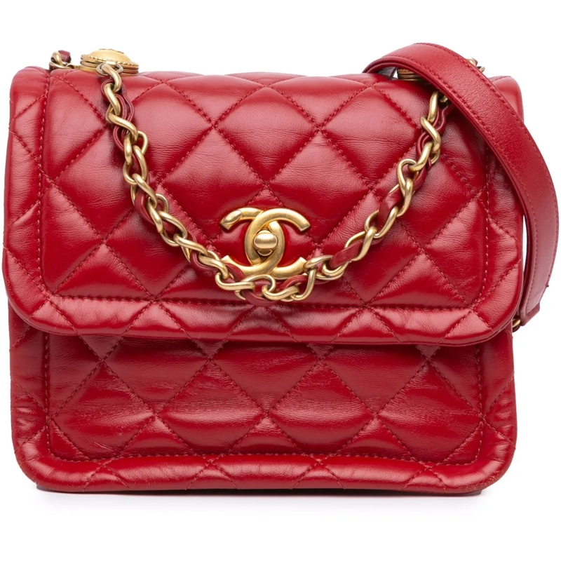 Chanel Sac à bandoulière Mini Quilted Lambskin Soft Square Flap rot