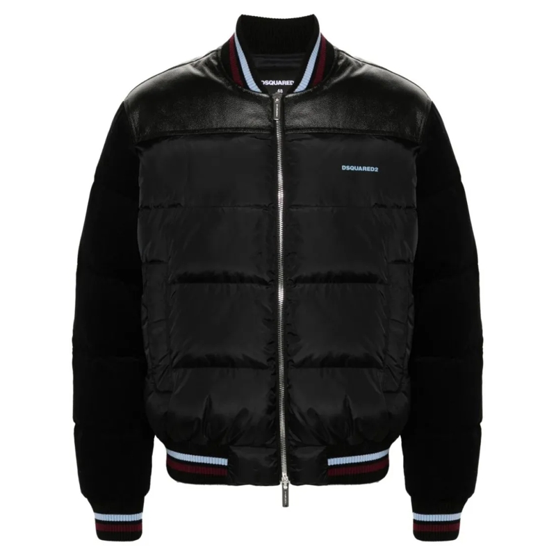 Dsquared2 Blouson aviateur Mixed Puffer Bomber Black