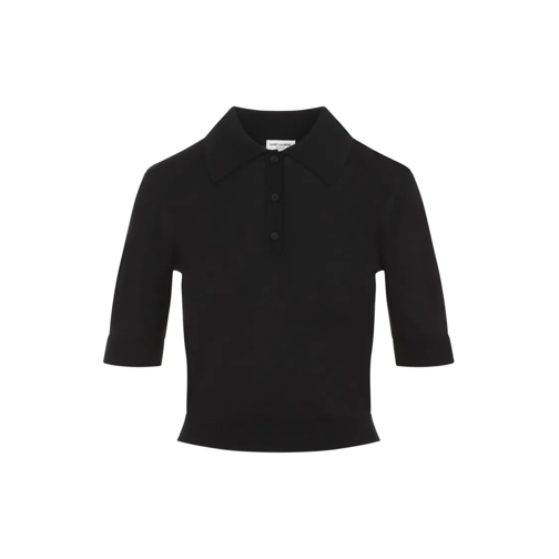 Saint Laurent Black Wool Knit Polo Black T-tröjor