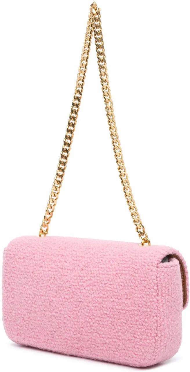 Celine Shoppers Triomphe Tweed Claude Chain Shoulder Bag in poeder roze