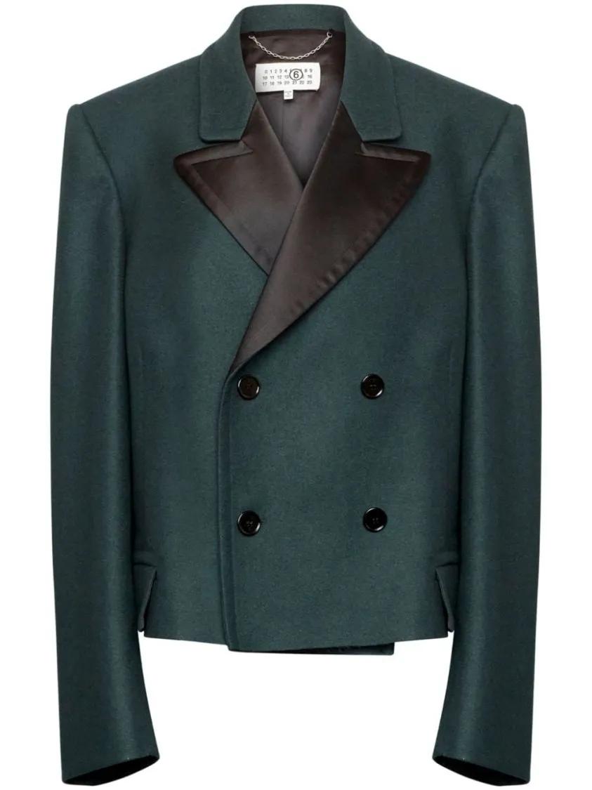 Thumbnail - MM6 Maison Margiela - Oversized Double-Breasted Blazer - Größe 44 - grün