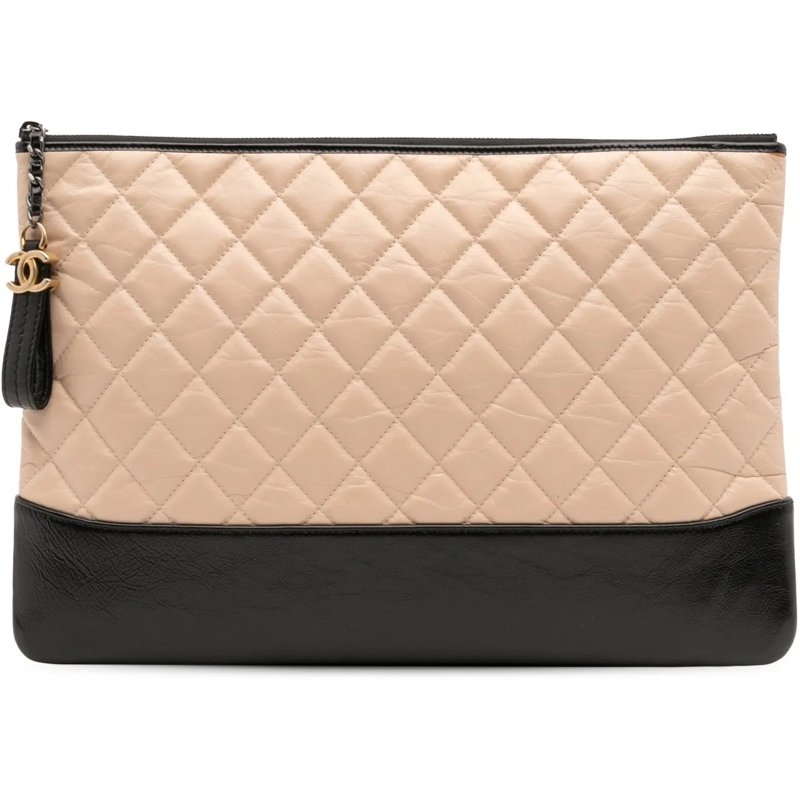Chanel Pochette Large Aged Calfskin Gabrielle O Case Clutch braun