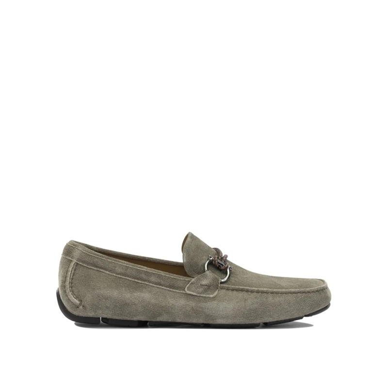 Salvatore Ferragamo Mocassin Calfskin Upper Loafers With Hand-Stitched Tubular  Grey