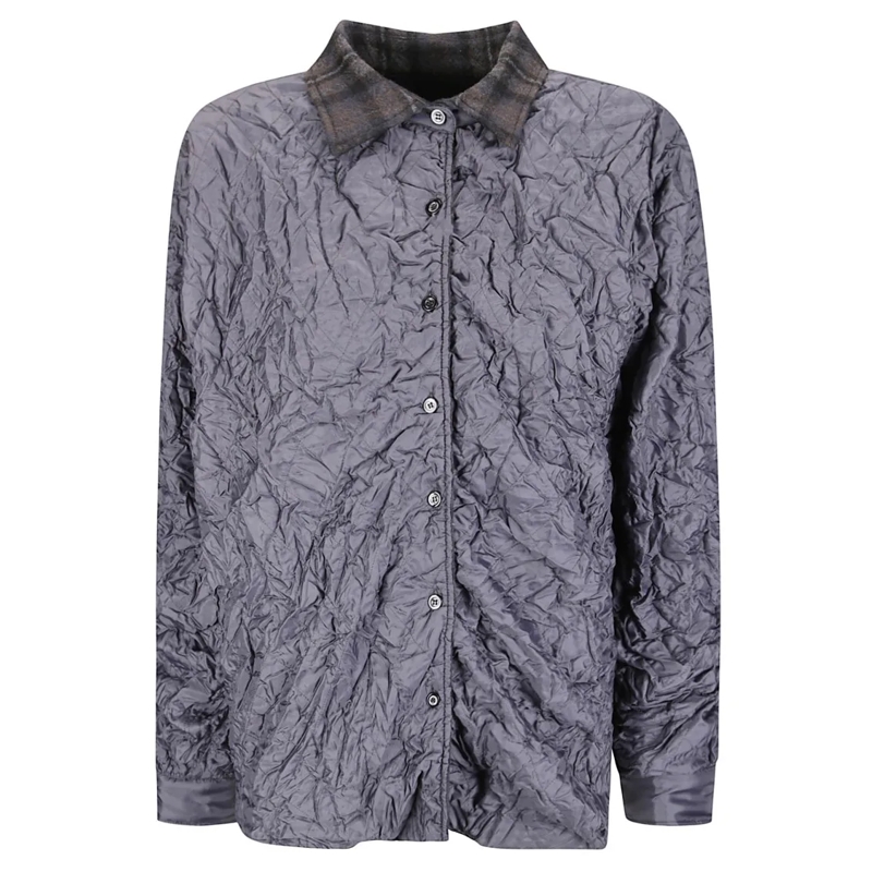 Maison Margiela Hemd Textured Poly Quilted Shirt With Classic Collar An Grey