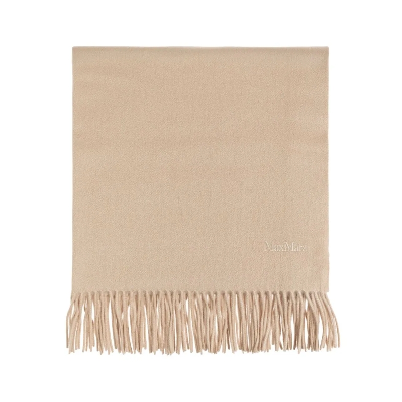 Max Mara Écharpe légère Cashmere Baci Scarf With Fringed Edges Neutrals