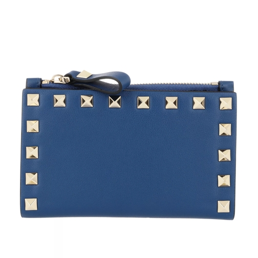 Valentino Garavani Rockstud Wallet Leather Blu Delft Tvåveckad plånbok