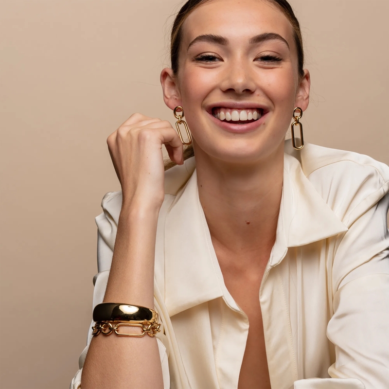 Ti Sento Ohrstecker 925er Sterlingsilber The Rectangular Link gold(Image 2)