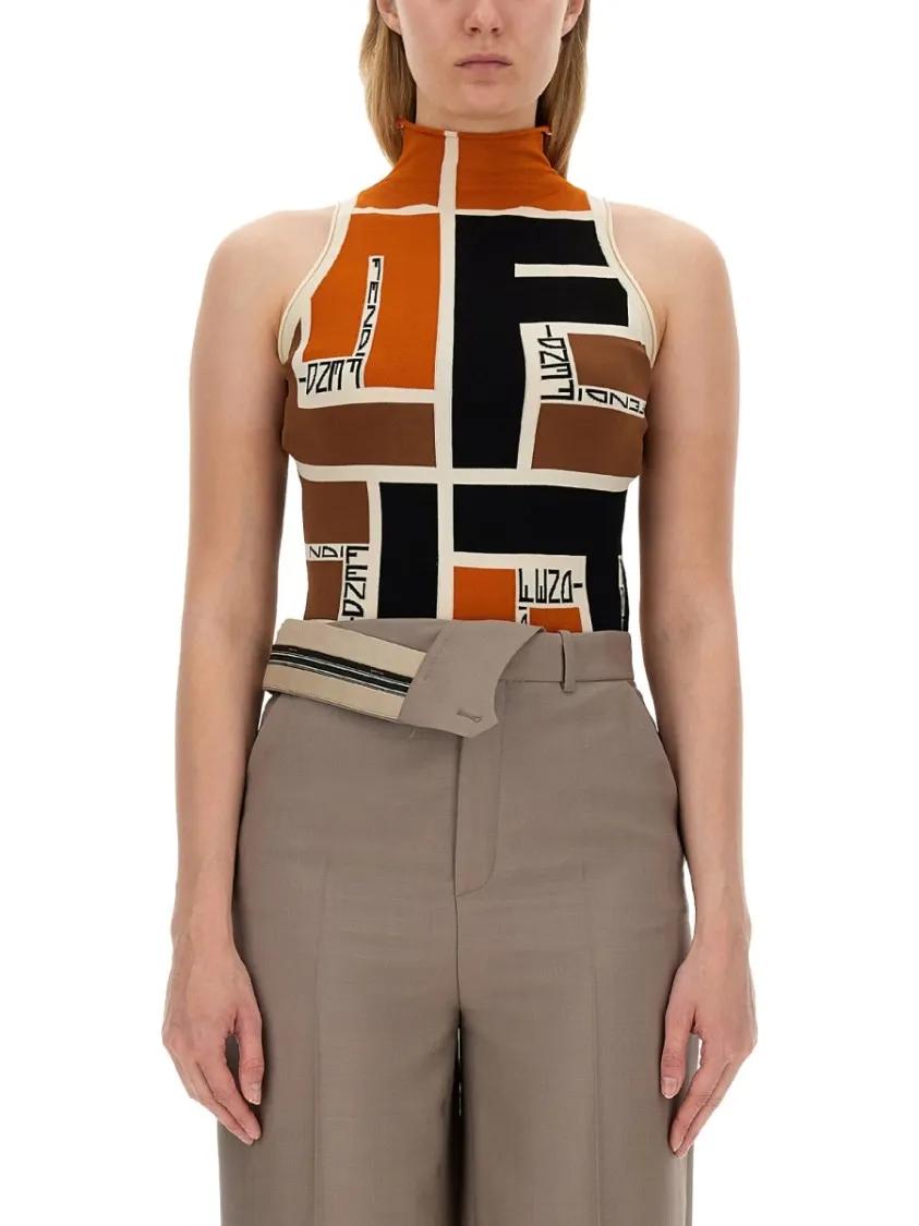 Thumbnail - Fendi - Ff Puzzle Pattern Top - Größe 40 - bunt