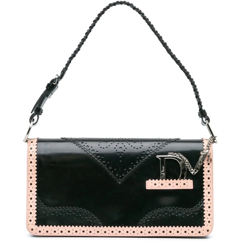 Christian Dior Schultertasche Leather D'Trick Brogue Spectator Bag schwarz