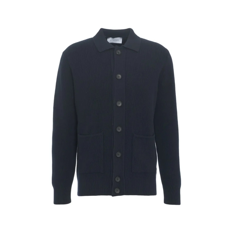 Gender  Ribbed Knit Jacket With Classic Collar And Functio Black