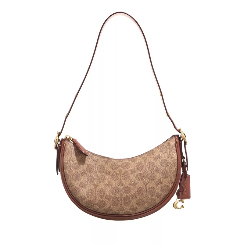 Coach Hobo Bag Coated Canvas Signature Luna Shoulder Bag Tan Rust