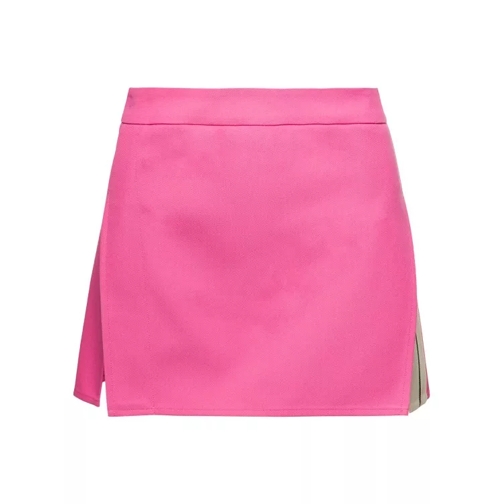 Palm Angels Pink Mini-Skirt With Double Split And Pocket In Co Pink 