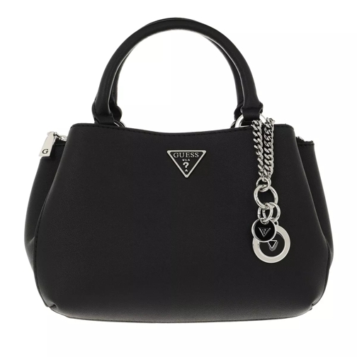 Guess Ambrose Small Turnlock Satchel Black Tote