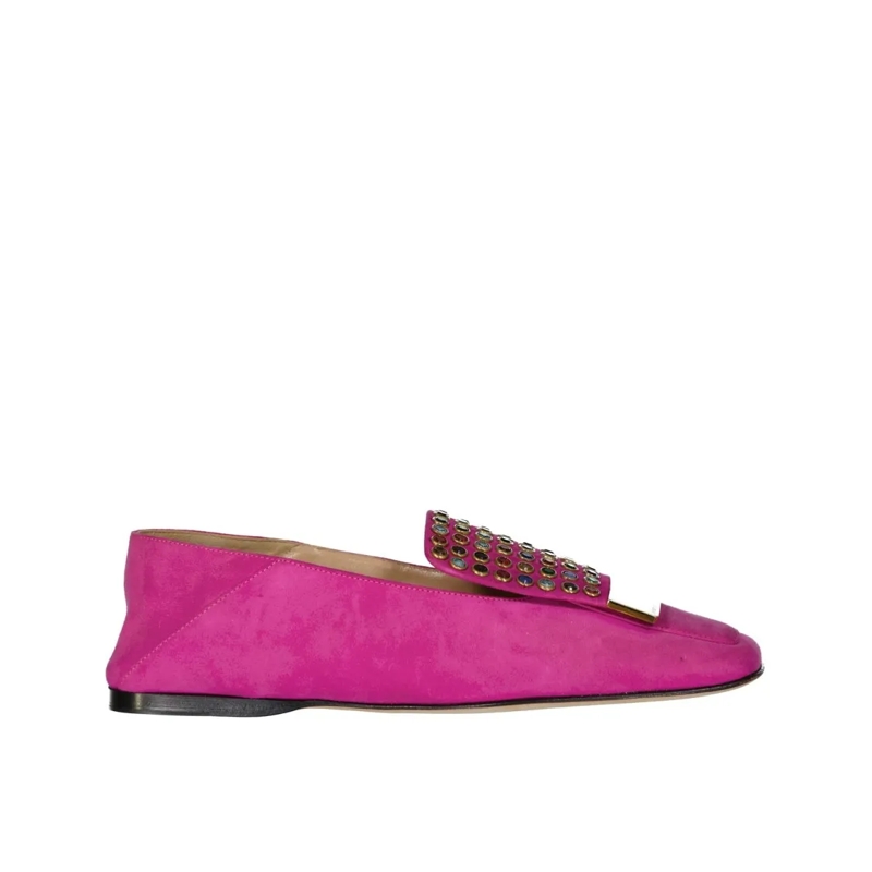 sergio rossi Ballerines PinkLeather Loafers With Crystal Detail Pink