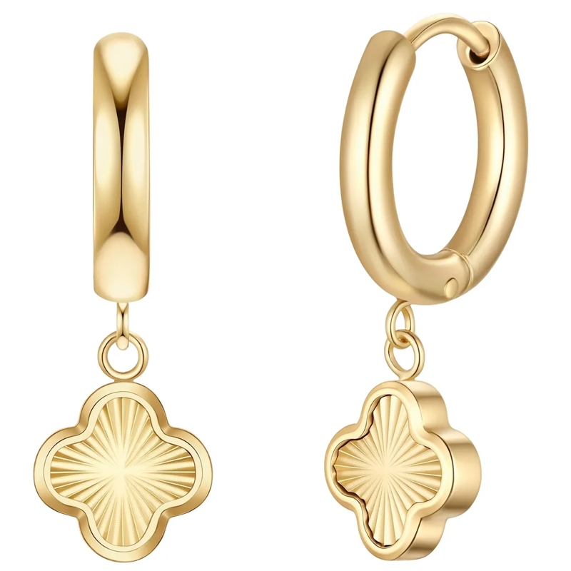 Glanzstücke München Ohrhänger Edelstahl Creolen Kleeblatt gold