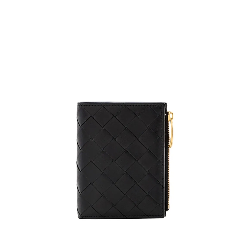 Bottega Veneta Geldbörse Intrecciato Woven Leather Card Holder Neutrals